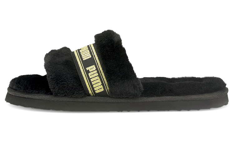 Buy (Women) Puma Fluff Slide 'Black Team Gold'  384937-05