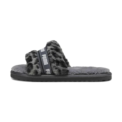 (W) Puma Fluff Slide 'I Am The Drama - Grey Leopard'