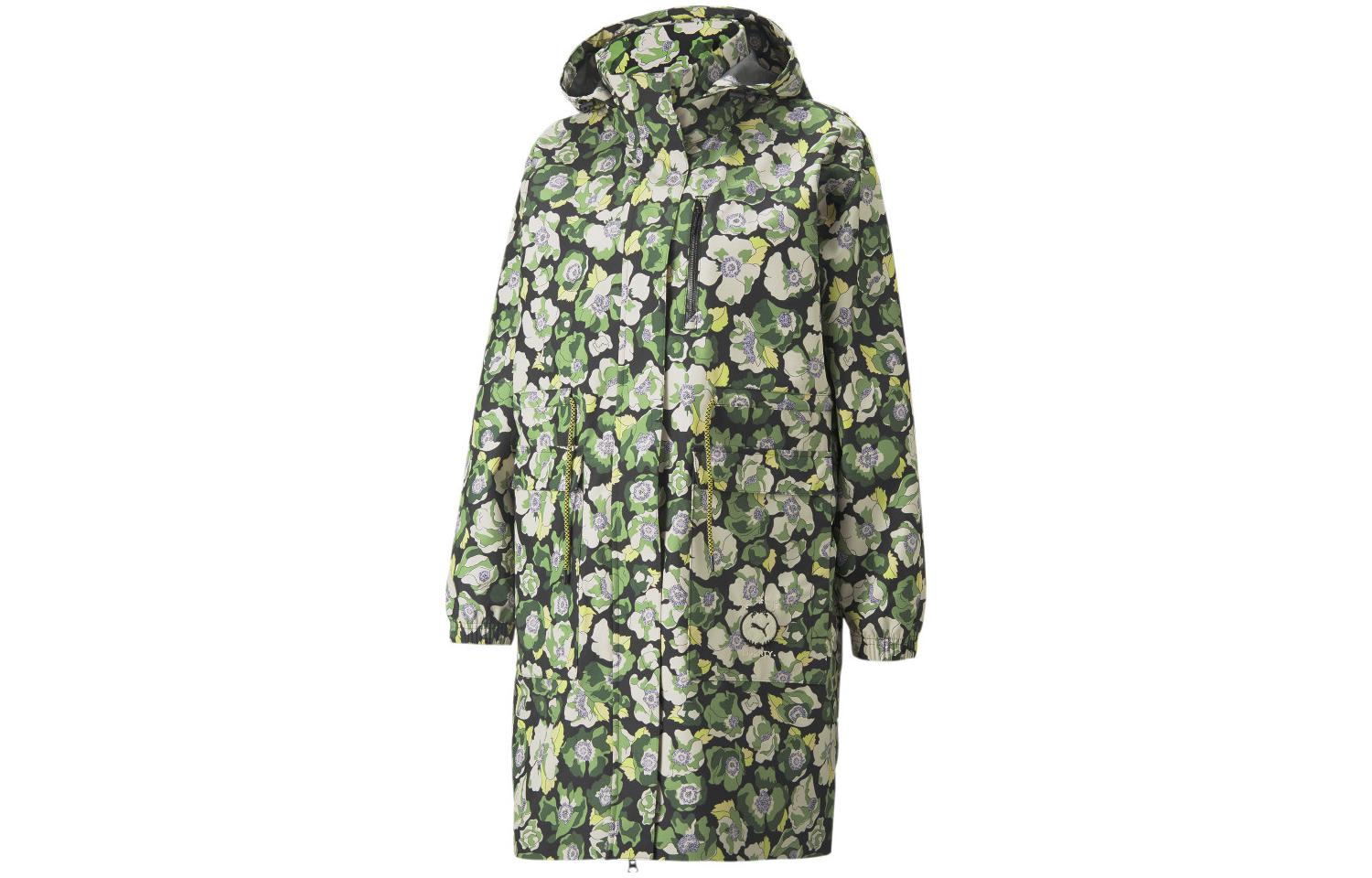 (Women) Puma LIBERTY Printed Waterproof Rain Jacket with Hood Green 534045-61