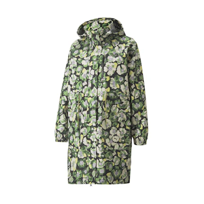 (Women) Puma LIBERTY Printed Waterproof Rain Jacket with Hood Green 534045-61