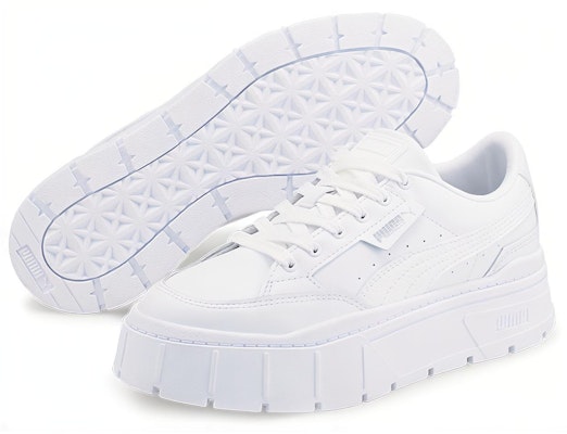 (Women) Puma Mayze Stack Leather 'Triple White' 384412-01 Purchase (Women) Puma Mayze Stack Leather 'Triple White' 384412-01