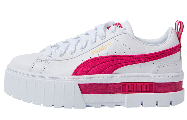 Buy (W) 푸마 메이즈 벨루어 화이트 레드 핑크 (Puma Mayze Velour 화이트 레드 핑크) 386636-01