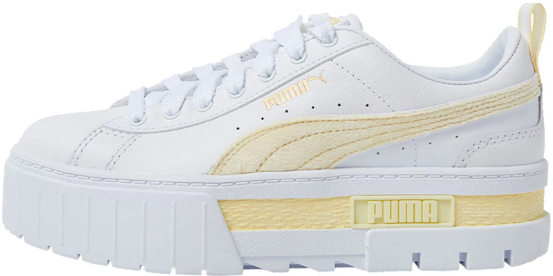 Puma Mayze Velour 厚底休閒鞋 女款 白黃色 Buy Puma Mayze Velour 厚底休閒鞋 女款 白黃色