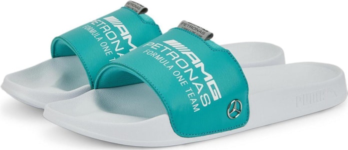 PUMA Mercedes Amg Petronas F1 一字拖鞋 女款 白綠 Lookbook PUMA Mercedes Amg Petronas F1 一字拖鞋 女款 白綠