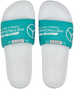 PUMA Mercedes Amg Petronas F1 一字拖鞋 女款 白綠 Shop PUMA Mercedes Amg Petronas F1 一字拖鞋 女款 白綠