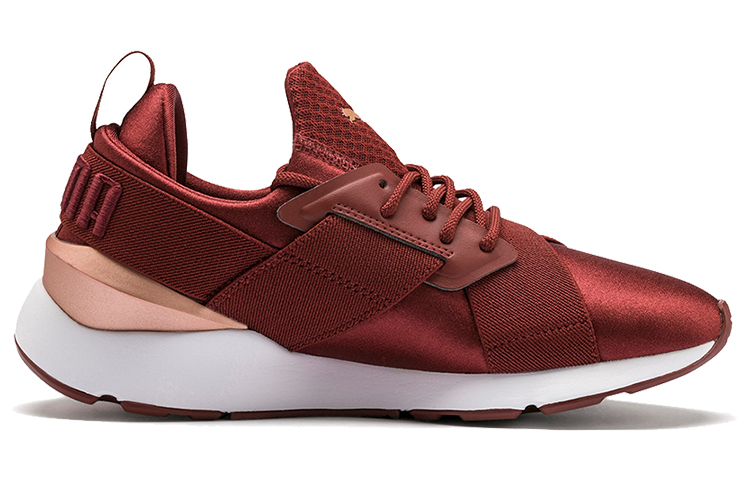 (W) Puma En Pointe Muse Satin Low Top Running Shoes Red/White/Golden 圖 2