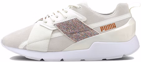 (Women) Puma Muse X-2 Shimmer Sneakers White 372101-02 (Women) Puma Muse X-2 Shimmer Sneakers White 372101-02