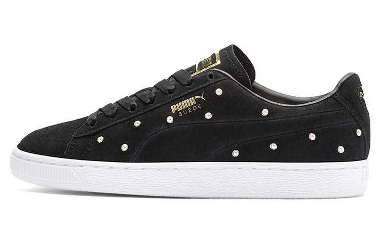 (Women) Puma Pearl Studs Suede 'White Black Gold' 369934-01