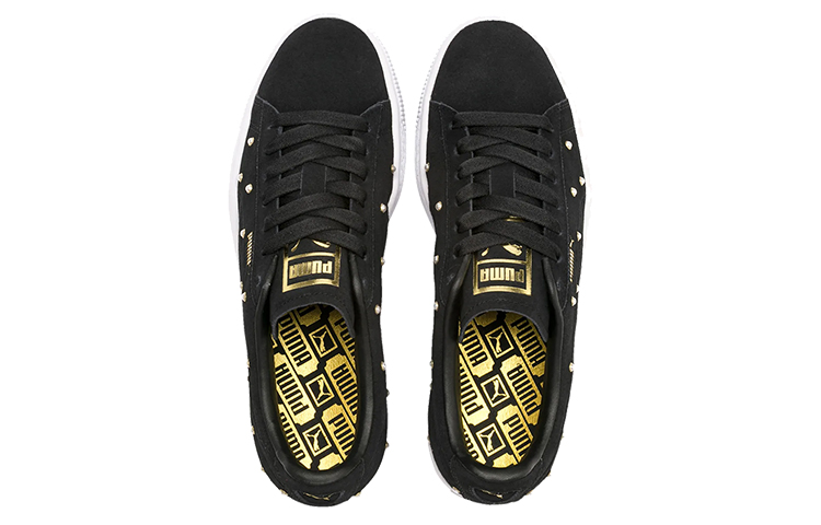 Shop (W) Puma Pearl Studs Suede 'Putih Hitam Emas' 369934-01