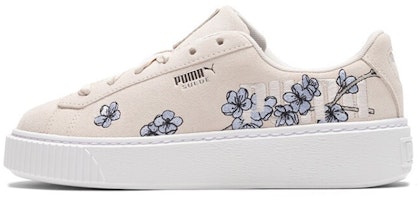 (Women) Puma Platform Floral Flowers Casual Low Tops Skateboarding Shoes Beige 370806-04 (Women) Puma Platform Floral Flowers Casual Low Tops Skateboarding Shoes Beige 370806-04