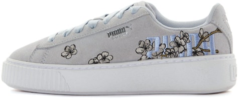 (Women) Puma Platform Floral Sneakers Gray/Purple 370806-02 (Women) Puma Platform Floral Sneakers Gray/Purple 370806-02