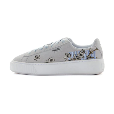 (W) Puma Platform Floral Sneakers Gray/Purple