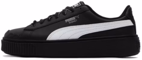 (Women) PUMA Platform Black Low-Top Sneakers with Soft Leather and Elevated Sole 404157-02 (Women) PUMA Platform Black Low-Top Sneakers with Soft Leather and Elevated Sole 404157-02