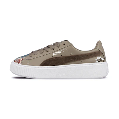 (W) Puma Platform Hyper Emb Embroidery Low-Top Sneakers Brown