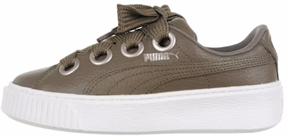 (Women) Puma Platform Kiss Leisure Board Shoes Green 366460-01 (Women) Puma Platform Kiss Leisure Board Shoes Green 366460-01