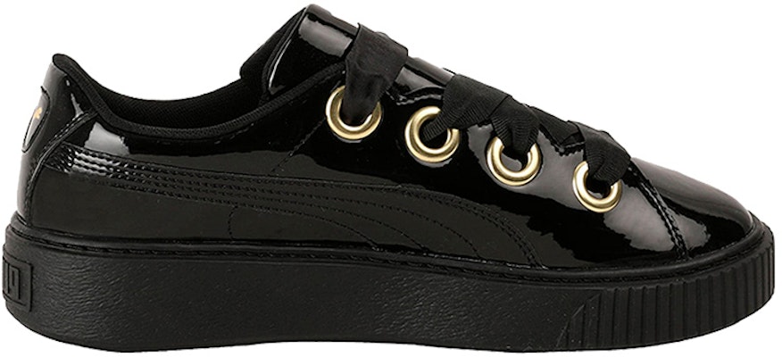 (Women) Puma Platform Kiss Patent 'Black Gold' 366012-01 Order (Women) Puma Platform Kiss Patent 'Black Gold' 366012-01