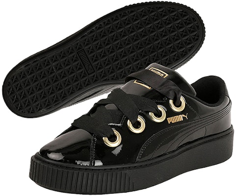 (Women) Puma Platform Kiss Patent 'Black Gold' 366012-01 Purchase (Women) Puma Platform Kiss Patent 'Black Gold' 366012-01