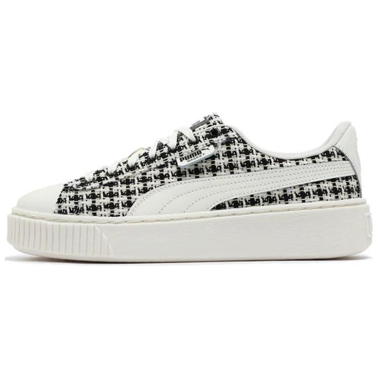 (Women) PUMA Platform Low-top Sneakers White Black Stylish Comfortable Durable 400830-01