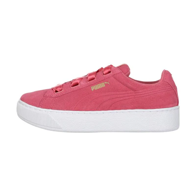 (W) Puma Platform Ribbon Low Tops Thick Sole Skateboarding Shoes Pink Red