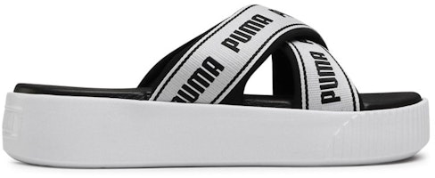 (W) 푸마 플랫폼 슬라이드 테이프 슬리퍼 블랙/화이트 380677-01 Order (W) 푸마 플랫폼 슬라이드 테이프 슬리퍼 블랙/화이트 380677-01