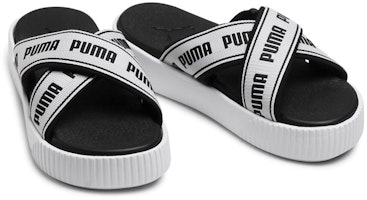 (W) 푸마 플랫폼 슬라이드 테이프 슬리퍼 블랙/화이트 380677-01 Lookbook (W) 푸마 플랫폼 슬라이드 테이프 슬리퍼 블랙/화이트 380677-01