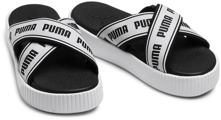 (Women) Puma Platform Slide Tape Slippers For Black/White 380677-01 Lookbook (Women) Puma Platform Slide Tape Slippers For Black/White 380677-01