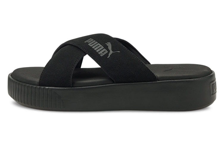(Women) Puma Platform Suede Slide 'Black' 375105-01