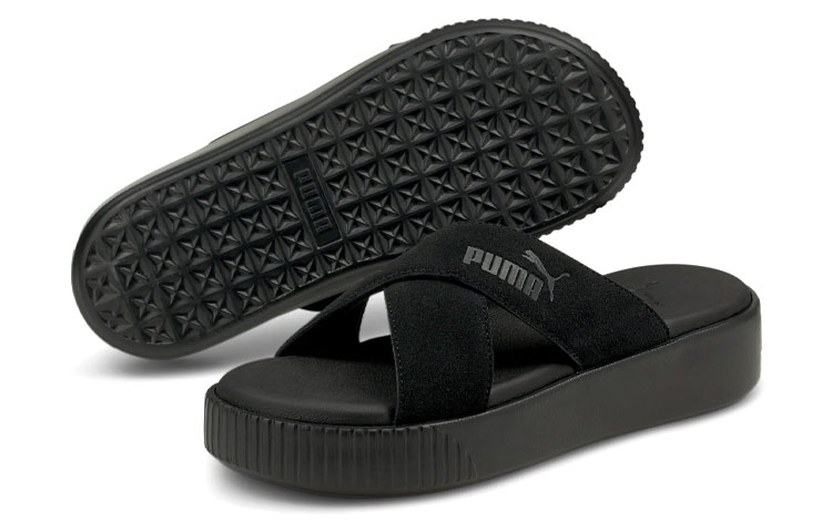 Shop (W) Puma Platform Suede Slide ''Zwart'' 375105-01