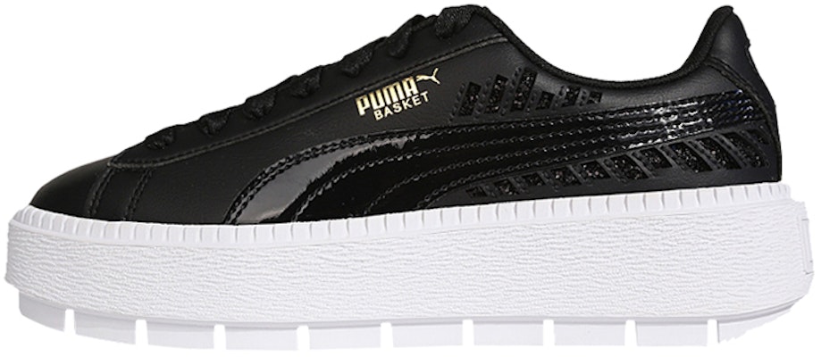 (Women) Puma Platform Trace Metallic C Board Shoes Black 369170-01 Buy (Women) Puma Platform Trace Metallic C Board Shoes Black 369170-01