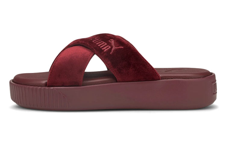 (Women) Puma Platform Velvet Sippers Red 380675-01