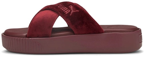 (Women) Puma Platform Velvet Sippers Red 380675-01 (Women) Puma Platform Velvet Sippers Red 380675-01