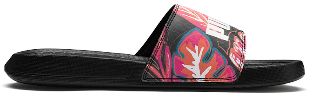 Puma Popcat 花力量拖鞋 女 黑花卉 Order Puma Popcat 花力量拖鞋 女 黑花卉