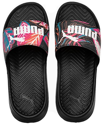 Puma Popcat 花力量拖鞋 女 黑花卉 Lookbook Puma Popcat 花力量拖鞋 女 黑花卉