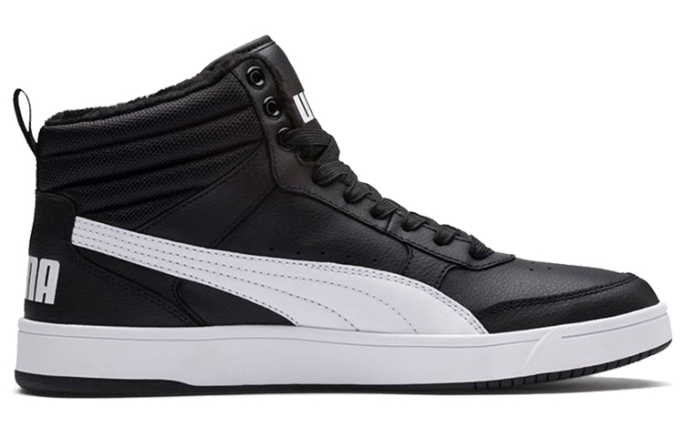 Lookbook Puma Rebound Street V2 Fur 男女同款 黑白 中幫板鞋