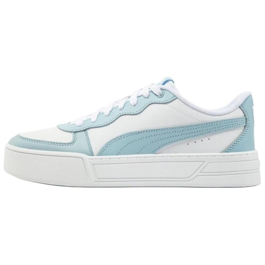 (Women) Puma Skye Low-Top Sneakers White/Blue Casual Comfort Leather Elevated 374764-21
