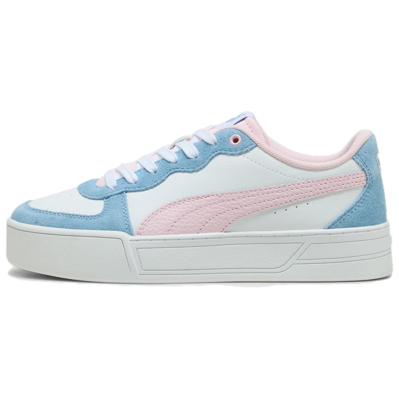 (Women) Puma Skye Retro Fashion Platform Low-Top Sneakers Women White Blue 397076-03