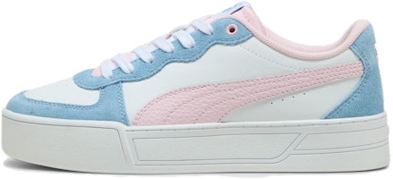 (Women) Puma Skye Retro Fashion Platform Low-Top Sneakers Women White Blue 397076-03 (Women) Puma Skye Retro Fashion Platform Low-Top Sneakers Women White Blue 397076-03