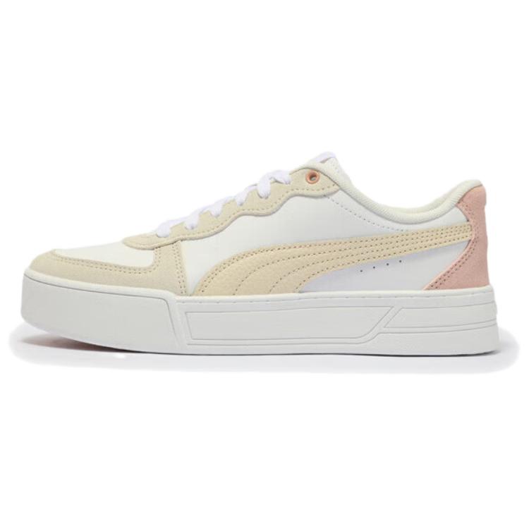 (Women) Puma Skye Retro Low-Top Sneakers Off-White Leather Casual Shoes. 397076-07
