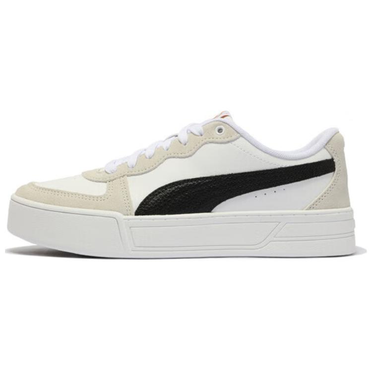 (Women) Puma Skye Retro Low-Top Sneakers White/Black Leather Platform Casual. 397076-05