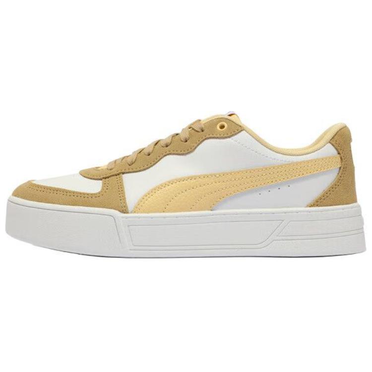 (Women) Puma Skye SD Retro Casual Low-Top Sneakers Brown/Yellow/White. 397076-04