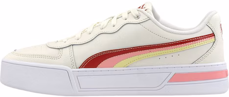(Women) Puma Skye Stripes Platform Leisure Board Shoes White 375884-01 (Women) Puma Skye Stripes Platform Leisure Board Shoes White 375884-01