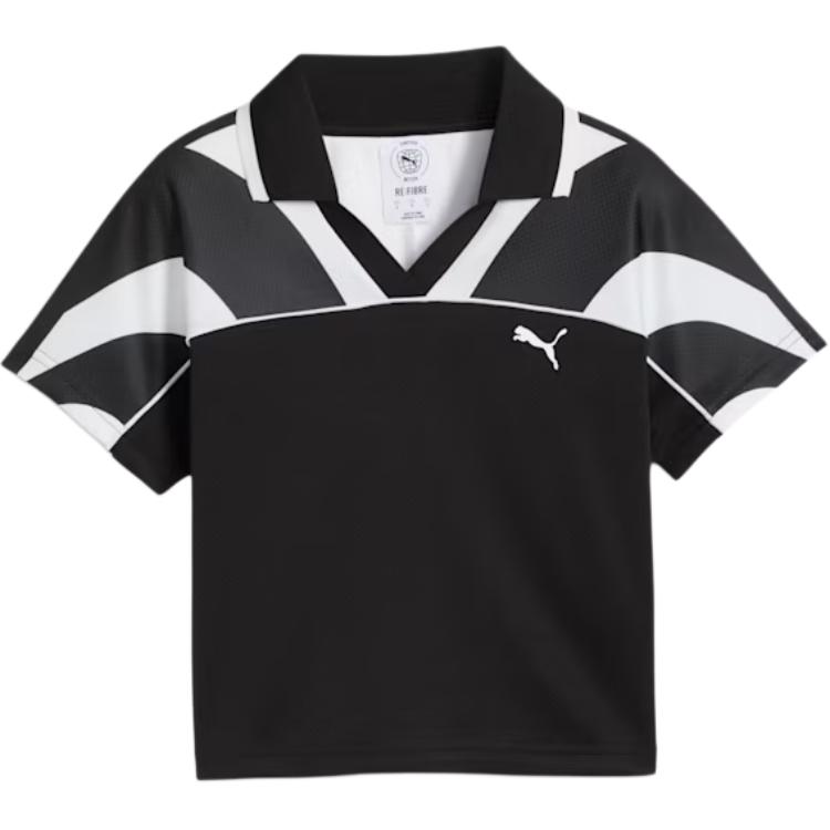 (Women) Puma Slim Fit Short Sleeve Logo Football Shirt Black 629783-01