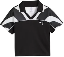 (Women) Puma Slim Fit Short Sleeve Logo Football Shirt Black 629783-01 (Women) Puma Slim Fit Short Sleeve Logo Football Shirt Black 629783-01