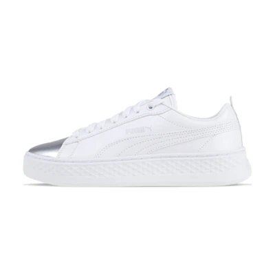 (W) Puma Smash Platform Classic Skateboarding Shoes Silver