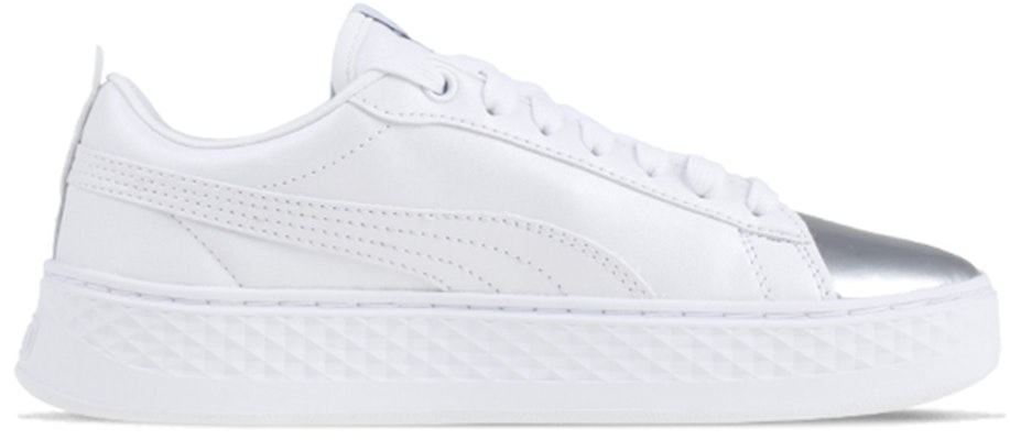 (Women) Puma Smash Platform Classic Skateboarding Shoes Silver 366927-01 Order (Women) Puma Smash Platform Classic Skateboarding Shoes Silver 366927-01