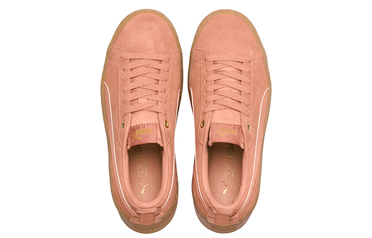 Shop PUMA Smash Platform Frill 復古 低筒 板鞋 女款 珊瑚色