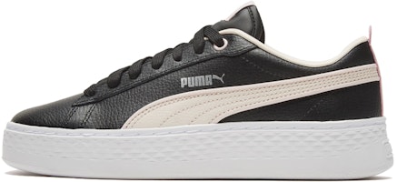 (Women) Puma Smash Platform Piping Black 373315-01 (Women) Puma Smash Platform Piping Black 373315-01