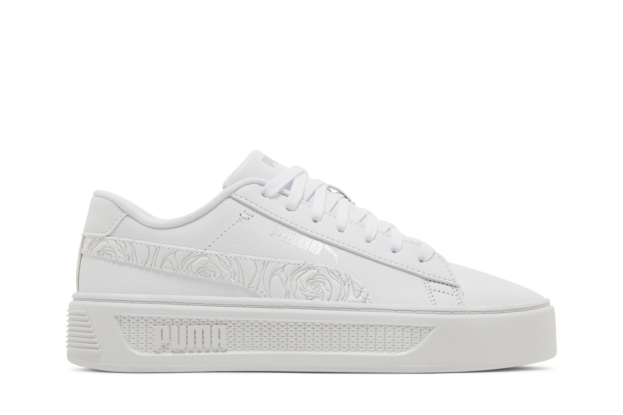 (Women) Puma Smash Platform v3 'White Silver Rose' 397578-01