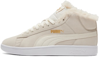 (Women) Puma Smash V2 Mid-Top Sneakers Beige/White 385005-02 (Women) Puma Smash V2 Mid-Top Sneakers Beige/White 385005-02