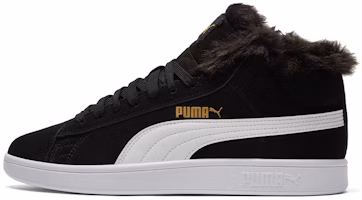 (Women) Puma Smash V2 Plus Fleece Mid-Top Sneakers Black 385005-01 (Women) Puma Smash V2 Plus Fleece Mid-Top Sneakers Black 385005-01